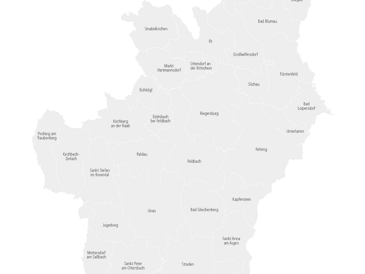 Landkarte der 39 Gemeinden des Thermen- & Vulkanlandes