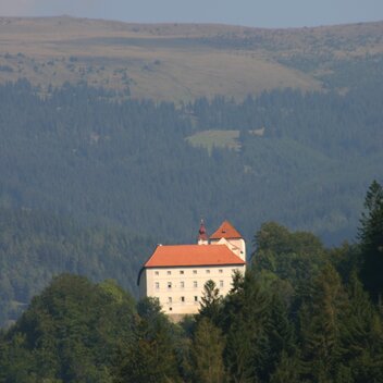 Burg Festenburg mit Blick auf das Hochwechselmassiv | © TV Oststeiermark | Festenburg