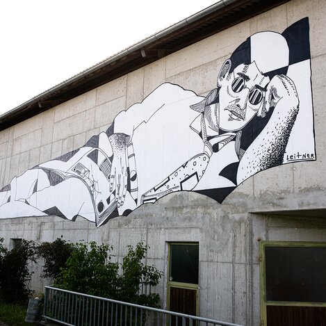 Spraykunstwerk von David Leitner in der Wiesengasse 39 in Hartberg | ©  Oststeiermark Tourismus | Rabbit Eye Movement