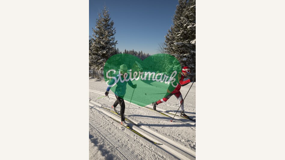 Zwei Langläufer auf der Jogllandloipe in der Oststeiermark | ©  Oststeiermark Tourismus | Bernhard Bergmann