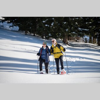 Pärchen beim Schneeschuhwandern in der Joglland-Waldheimat in der Oststeiermark | ©  Oststeiermark Tourismus | Klaus Ranger