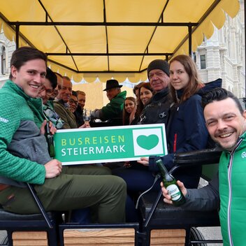 Fahrt mit der Gösser-Kutsche als Rahmenprogramm vor dem Busreisen Steiermark Workshop | B. Friedinger | © Busreisen Steiermark