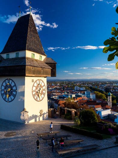 Wahrzeichen der GenussHauptstadt: der Uhrturm | Harry Schiffer | © Graz Tourismus