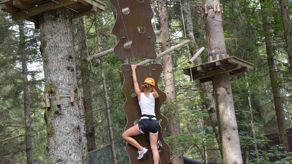 Dame auf der Kletterwand