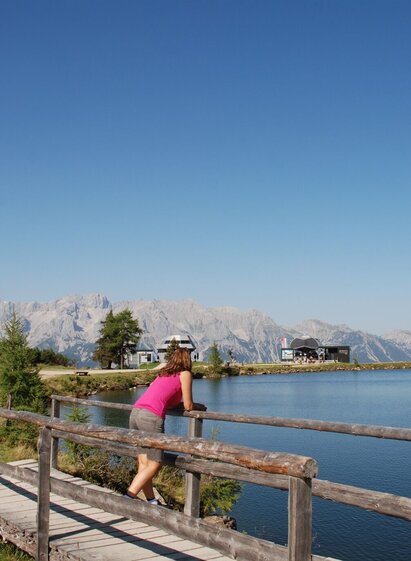 Reiteralm Lake and mountain terminal of Preunegg Jet | © Ski Reiteralm | Ski Reiteralm | © Ski Reiteralm