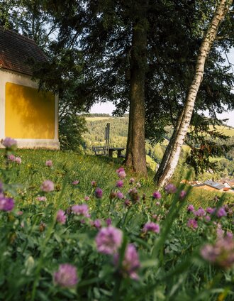 Kreuzbühel Kapelle mit Ausblick auf Schäffern | Bernhard Bergmann | © Oststeiermark Tourismus