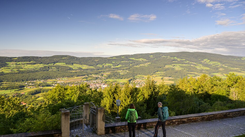 Es gibt viele Wanderwege von Pöllau auf den Pöllauberg und ich habe schon ein paar ausprobiert. Wie z.B. den Hirschbirnwanderweg. Zu jeder warmen Jahreszeit sehr reizvoll, aber im Herbst ist es besonders bunt. Immer wieder kommt man zu kleinen Lichtungen und schönen Ausblicken, es gibt ein paar Labestationen… Oben am Pöllauberg wird man mit einem wunderschönen Panoramablick belohnt. - Veronika Jeitler-Trummer | © Steiermark Tourismus | pixelmaker.at