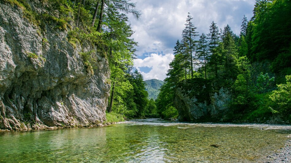 Die Mürz in der Umgebung von Mürzsteg – glasklares Wasser, gute Luft, romantische Umgebung. Meine Kinder und ich gehen seit Jahren im Sommer dort baden und lassen uns von der Strömung flussabwärts treiben. Das lieben wir. - Ina Mandl-Majcen | © nixxipixx.com