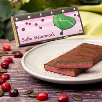 So sieht sie aus, die steirische Jubiläums-Schoko.  | Zotter Schokolade