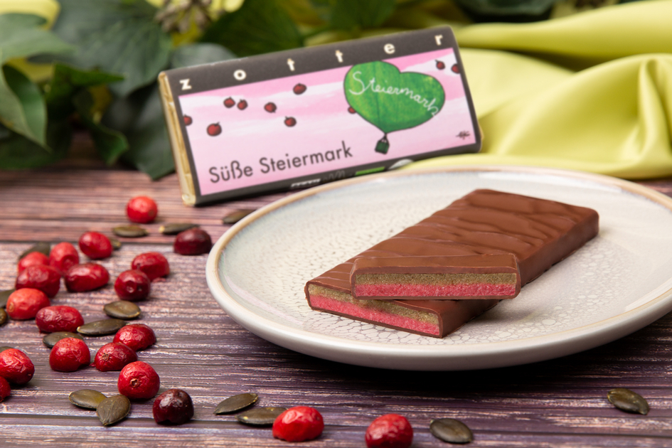 So sieht sie aus, die steirische Jubiläums-Schoko.  | Zotter Schokolade