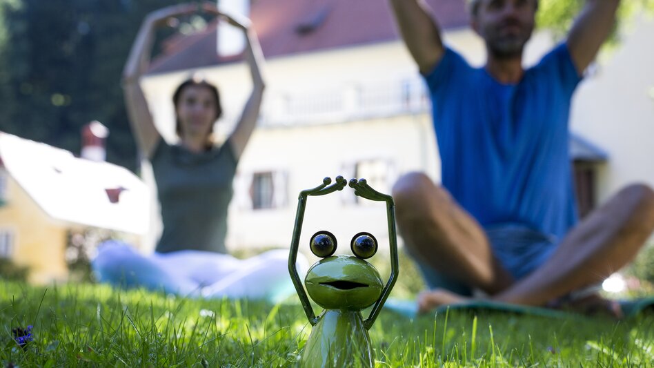 Yoga with Styria-frog | © Steiermark Tourismus | Tom Lamm