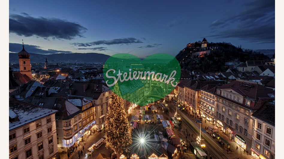 Grazer Advent mit Hauptplatz und Schlossberg | © STG | Achim Meurer
