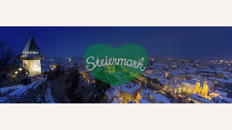 Schlossberg-Blick auf die winterliche Stadt Graz | © STG | Harry Schiffer