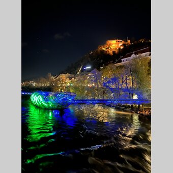 Murinsel und Schlossberg bei Nacht | © STG | Günther Steininger
