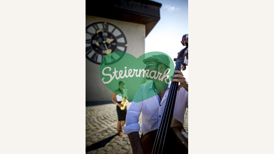 Uhrturm mit Musikern, Graz, Schlossberg | © STG | Tom Lamm