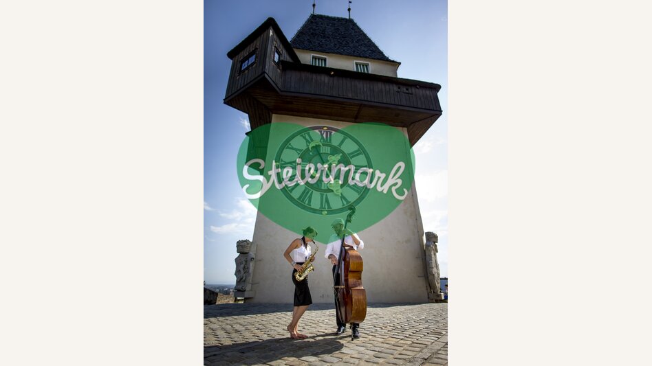 Uhrturm mit Musikern, Graz, Schlossberg | © STG | Tom Lamm
