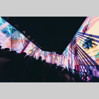 Klanglicht 2018, Graz: Projektion von OchoReSotto in der Grazer Burg  | © Klanglicht  | Marija Kanizaj