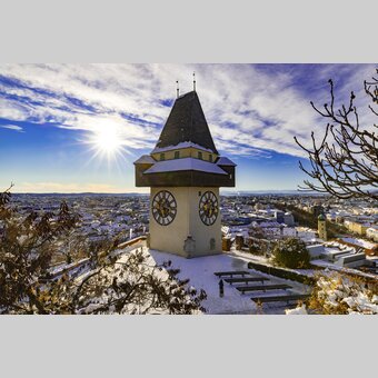 Uhrturm am Schlossberg im Winter | © STG | Harry Schiffer