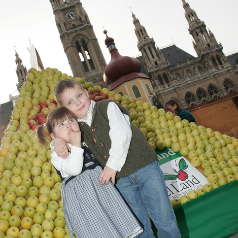 Die Apfelpyramide musste vor hungrigen Gästen "beschützt" werden.  | © Steiermark Tourismus