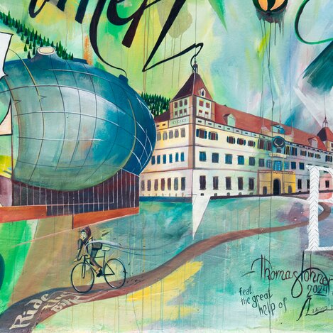 Kunsthaus Graz und Schloss Eggenberg - Wandgemälde Tom Lohner | © STG Jaden Gynes | © STG Jaden Gynes