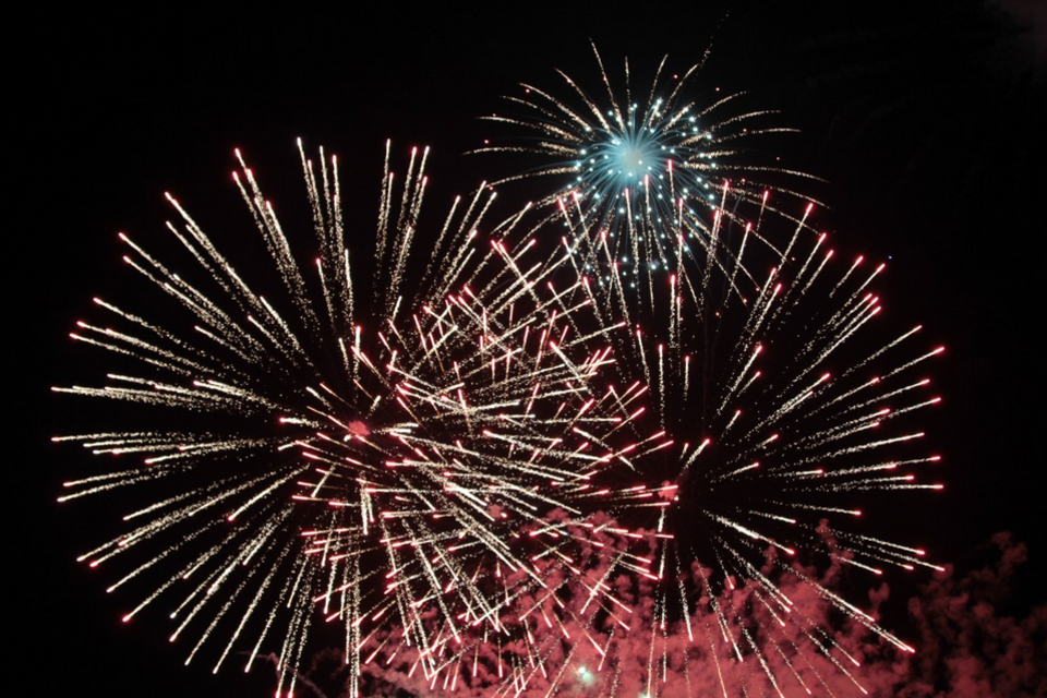 Bunte Feuerwerke leuchten am Nachthimmel. Funken sprühen in verschiedenen Farben und Formen. | © Icedock
