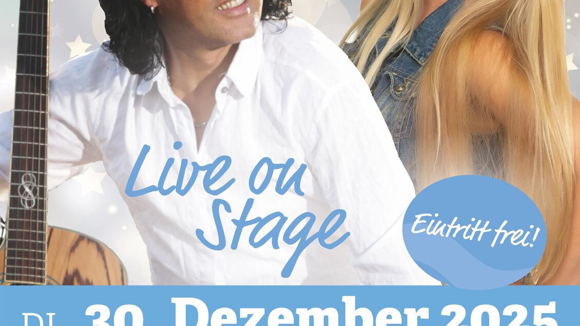 Ein Plakat für ein Live-Event mit den Künstlern Styrina und Christian Wendner. Das Event findet am 30. Dezember 2025 im Dolce Vita Bar des Vitalhotels statt. | © Vitalhotel der Parktherme