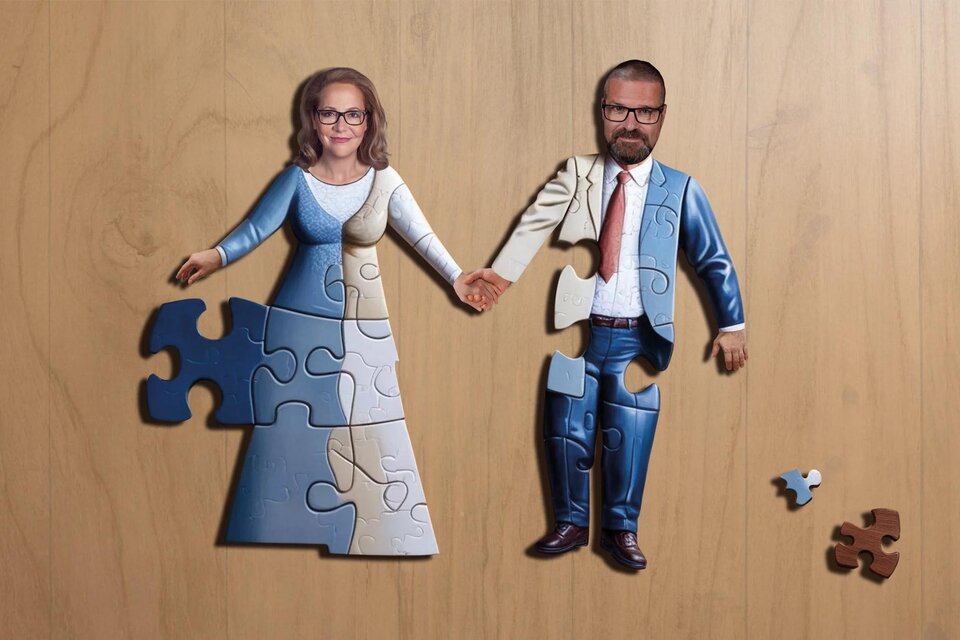 Ein Puzzle, das ein Paar zeigt, das sich an den Händen hält. Teile der Figuren fehlen, was eine Verbindung symbolisiert. | © Stadtgemeinde Trofaiach