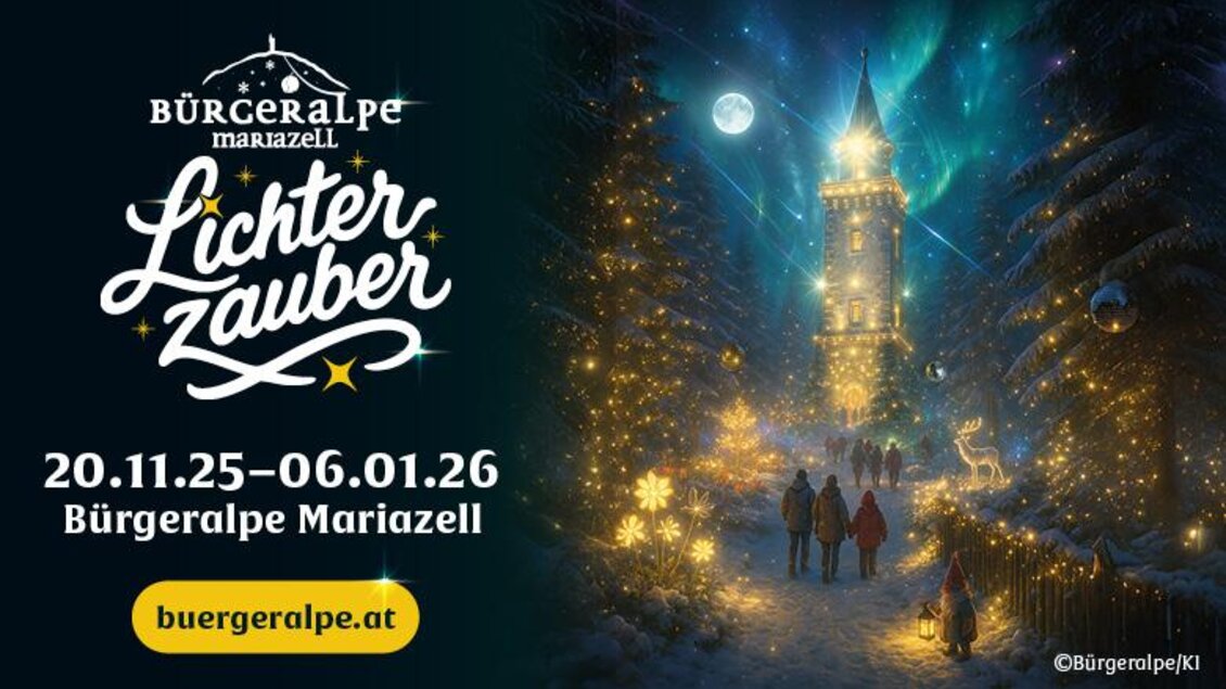 Ein festlich beleuchteter Weihnachtsmarkt mit einem historischen Turm und Tannenbäumen. Menschen schlendern durch die winterliche Szene unter funkelnden Lichtern. | © © MAGMAG Events GmbH