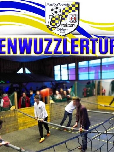 Ein Riesenwuzzlerturnier in einer halle mit vielen Teilnehmern. Menschen spielen aktiv und haben Spaß beim Wettbewerb. | © FSV Union Öblarn