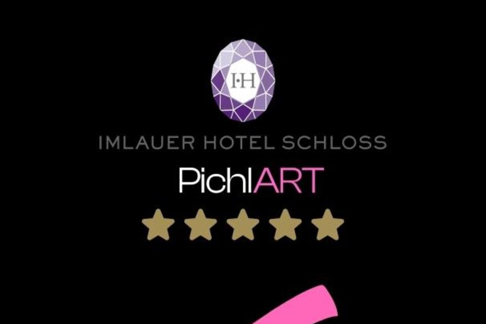 Ein elegantes Logo für das Imlauer Hotel Schloss PichlART. Es zeigt fünf goldene Sterne und einen farbigen Akzent. | © Veronika Khartchenko