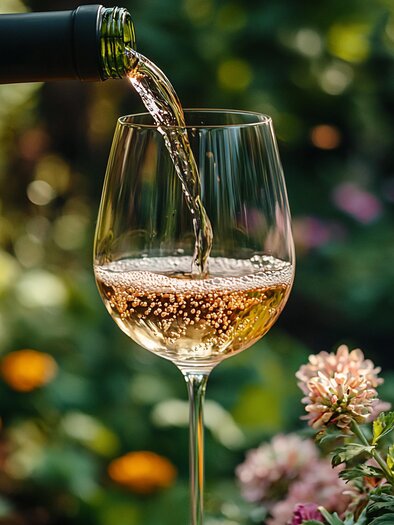 Weinglas einschenken, Garten | © Adobe Stock