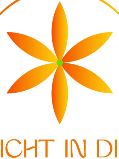 A stylized flower logo in warm shades of orange. Below it is the inscription "LIGHT IN YOU." | © Silvia Hinterholzner