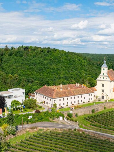 Ein schönes Gebäude mit einem Turm, umgeben von Blumen und Bäumen. Der Himmel ist klar und die Atmosphäre ist friedlich. | © AndersOrt Haus der Frauen