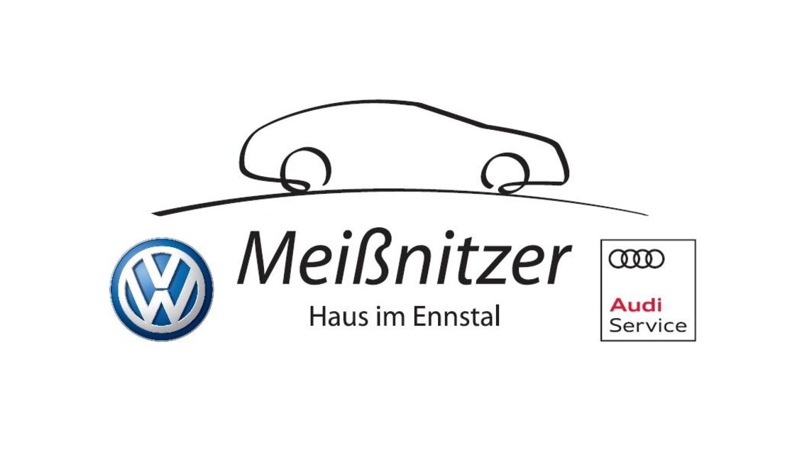 Ein Logo mit dem Namen "Meißnitzer" und den Marken VW und Audi. Es zeigt eine stilisierte Umrisszeichnung eines Autos. | © Autohaus Meissnitzer