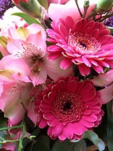 A colorful bouquet with pink gerberas and alstroemerias. The colors are vibrant and fresh. | © Symbolfoto Fotolia