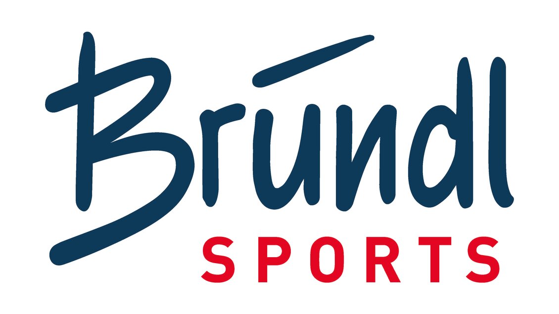 Logo von Bründl Sports in blau und rot. Es präsentiert sich modern und sportlich. | © Bruendl Sports