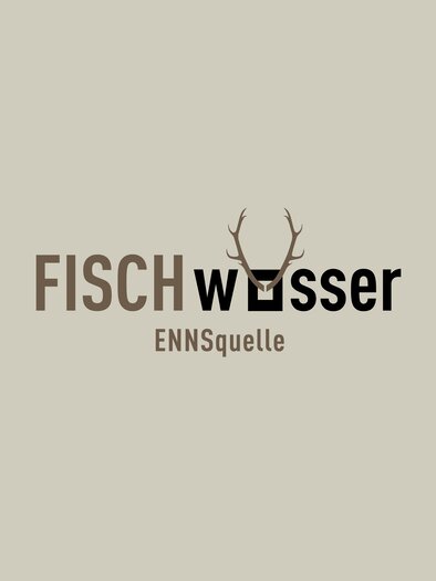 A modern logo with the text "FISCHwasser" and the word "ENNSQuelle". The design also includes an antler element that symbolizes the connection to nature.