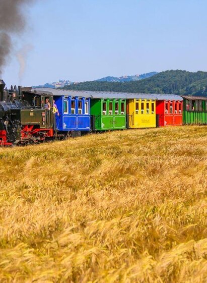 Bunte Zugsgarnitur dampft durch das Schilcherland | © Karl-Heinz Ferk | Karl-Heinz Ferk | © Karl-Heinz Ferk