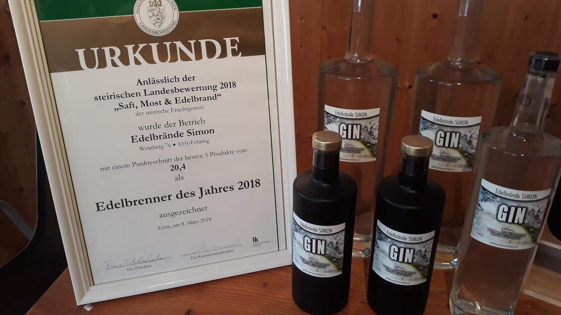 Urkunde zum Edelbrenner des Jahres 2018 | © Franz Simon