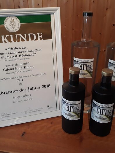 Urkunde zum Edelbrenner des Jahres 2018 | © Franz Simon