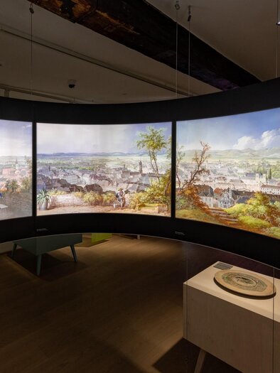 Exhibition view of a historical panorama of Graz in the Graz Museum Schlossberg | © Graz Tourismus-Harry Schiffer