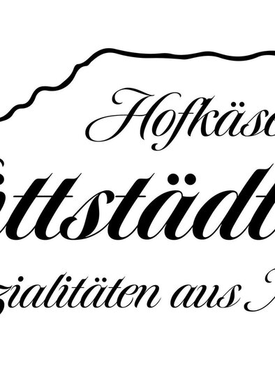 An elegant logo featuring the inscription "Hüttenstädterhof". It represents cheese specialties crafted by masters and showcases a stylized mountain silhouette. | © Hüttstädterhof