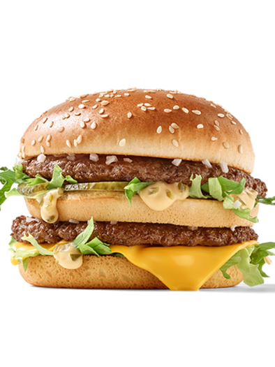 Ein saftiger Hamburger mit zwei Patties, Käse, Salat und Sauce in einem Sesambrötchen. Er ist appetitlich und sieht sehr lecker aus. | © mcdonalds-oesterreich