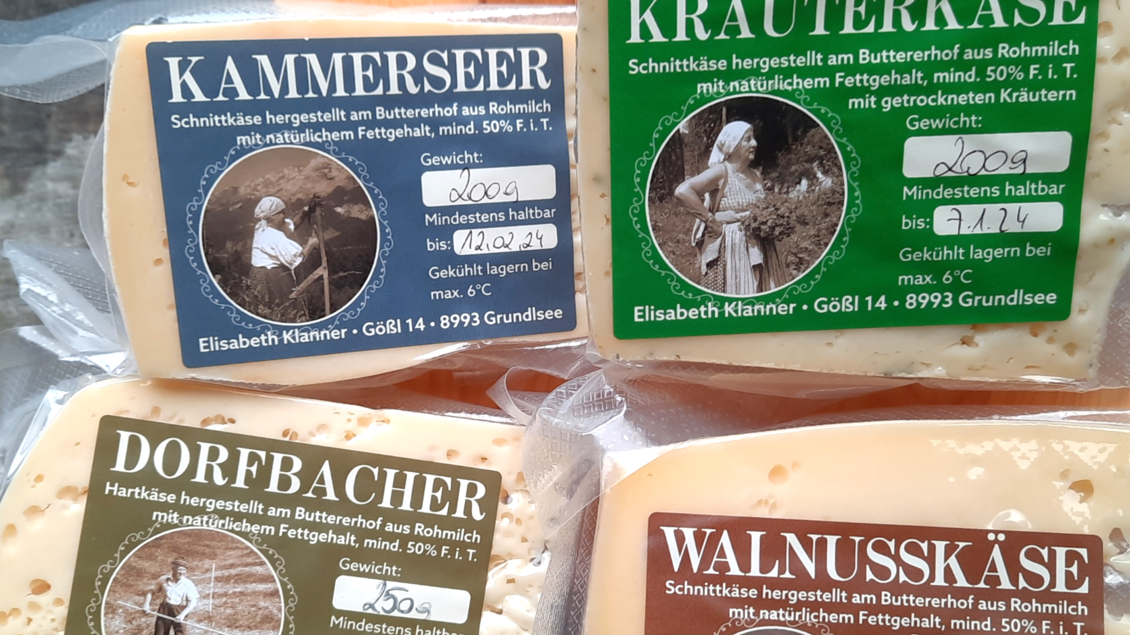 Butterer Hofladen, Grundlsee, vier Käsesorten | © Butterer Hofladen