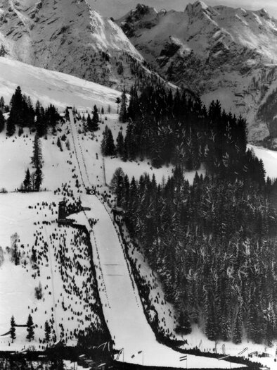 Ansicht der Flugschanze am Kulm 1951