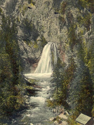 Postkarte des Salzafalls beim Pass Stein 1909