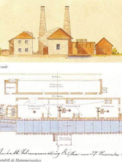 Darstellung des Hammerwerks in Grubegg