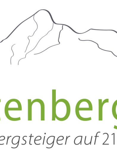 A logo of the GuttenbergHAUS with a mountain silhouette. The text describes that mountaineers meet there at 2146m. | © Guttenberghaus