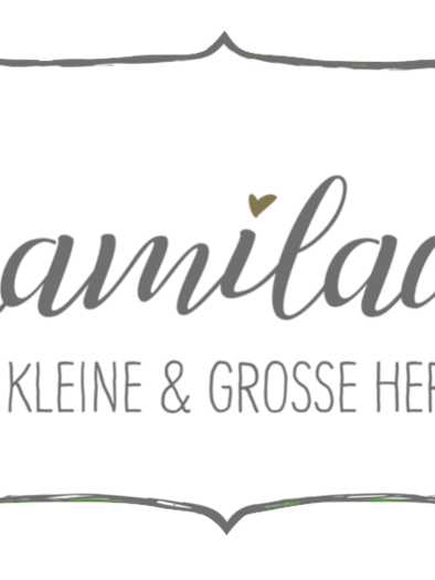 An elegant logo with the text "Mamiladen" and the subtitle "For small & big hearts". It conveys a sense of warmth and family connection.