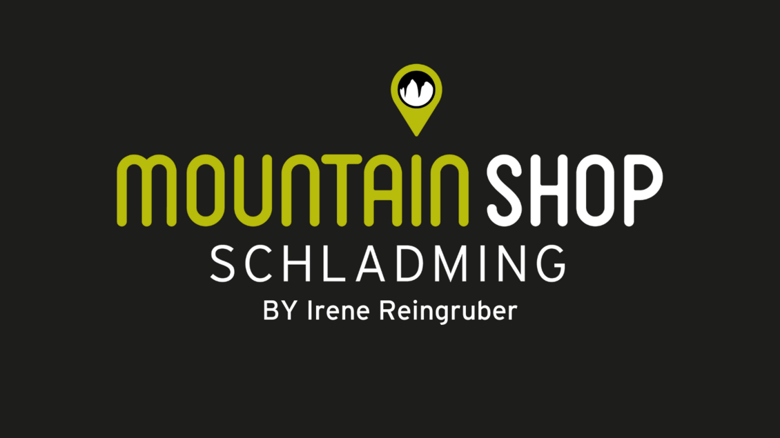 Ein modernes Logo für "Mountain Shop Schladming". Es zeigt den Schriftzug in auffälligen Farben auf dunklem Hintergrund. | © Mountain Shop Schladming